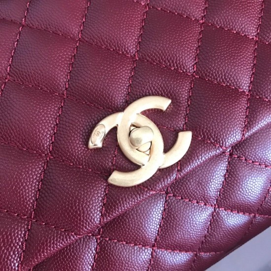 Chanel Handbag With Top Handle Dark Red For Women 11in/28cm