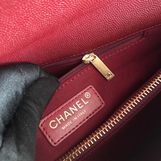 Chanel Handbag With Top Handle Dark Red For Women 11in/28cm