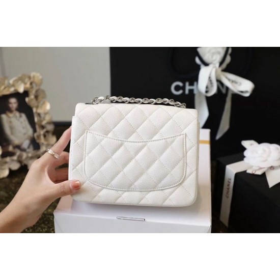 Chanel Classic Mini Flap Bag Silver Hardware White For Women 6.6in/17cm A35200