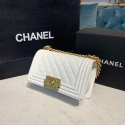 Chanel Small Boy Handbag White For Women, Women’s Bags, Shoulder And Crossbody Bags 7.8in/20cm A67085