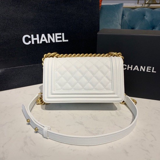 Chanel Small Boy Handbag White For Women, Women’s Bags, Shoulder And Crossbody Bags 7.8in/20cm A67085