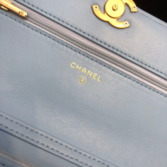 Chanel Original Small Classic Flap Bag Gold Hardware Blue For Women, Women’s Handbags, Shoulder Bags 7.5in/19cm AP33814