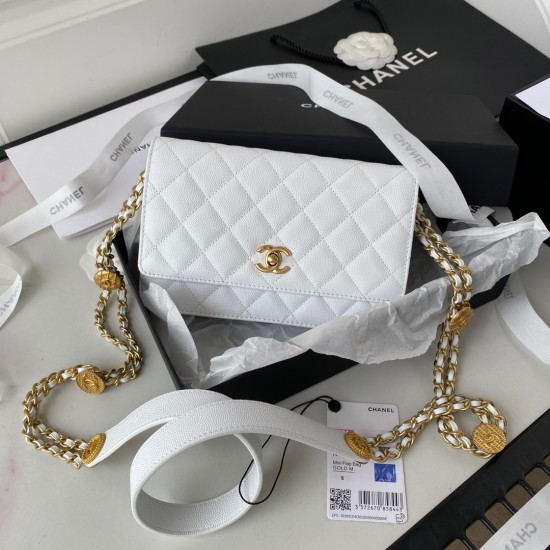 Chanel Small Flap Bag Gold Hardware White For Women, Women’s Handbags, Shoulder Bags 7.5in/19cm AP2840