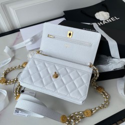 Chanel Small Flap Bag Gold Hardware White For Women, Women’s Handbags, Shoulder Bags 7.5in/19cm AP2840