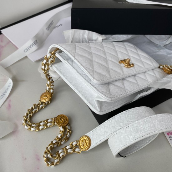 Chanel Small Flap Bag Gold Hardware White For Women, Women’s Handbags, Shoulder Bags 7.5in/19cm AP2840