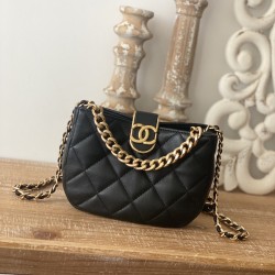 Chanel Small Hobo Bag Gold Hardware Black For Women, Women’s Handbags, Shoulder Bags 7.5in/19cm