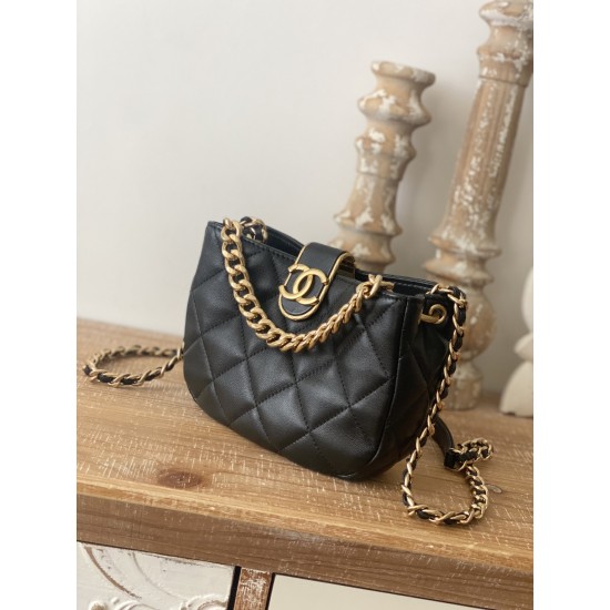 Chanel Small Hobo Bag Gold Hardware Black For Women, Women’s Handbags, Shoulder Bags 7.5in/19cm