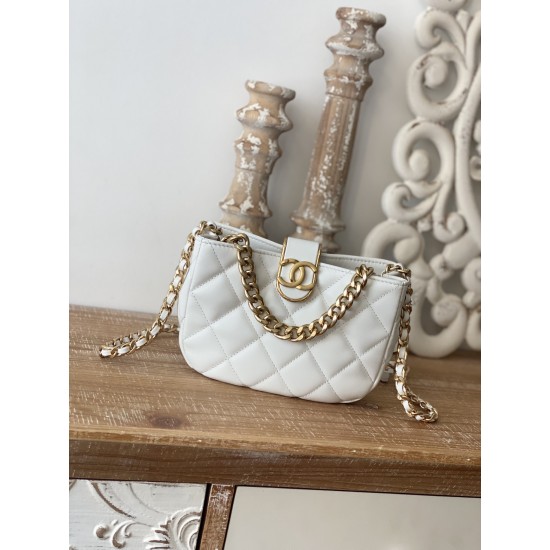 Chanel Small Hobo Bag Gold Hardware White For Women, Women’s Handbags, Shoulder Bags 7.5in/19cm