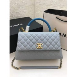 Chanel Large Flap Bag With Top Handle Light Grey For Women, Women’s Handbags, Shoulder And Crossbody Bags 11in/28cm A92991