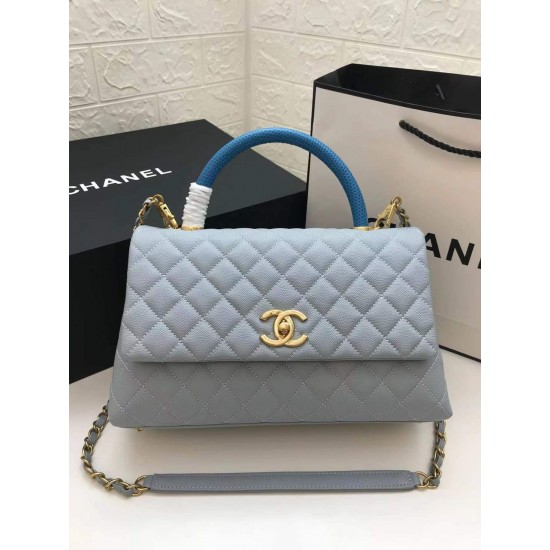 Chanel Large Flap Bag With Top Handle Light Grey For Women, Women’s Handbags, Shoulder And Crossbody Bags 11in/28cm A92991