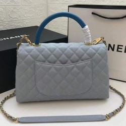 Chanel Large Flap Bag With Top Handle Light Grey For Women, Women’s Handbags, Shoulder And Crossbody Bags 11in/28cm A92991