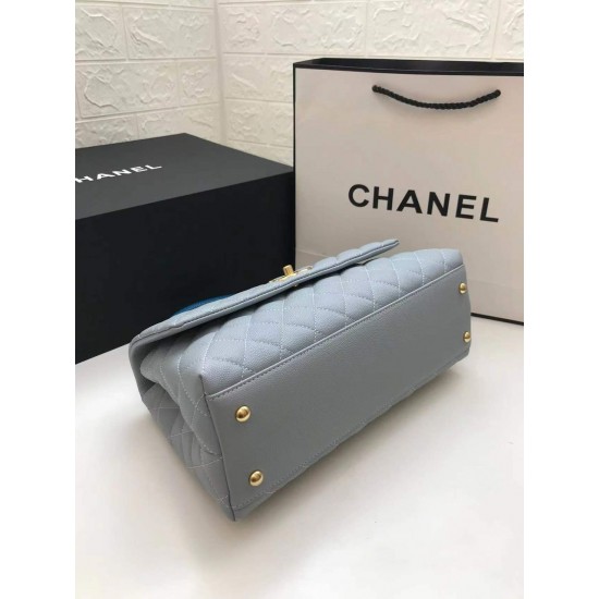 Chanel Large Flap Bag With Top Handle Light Grey For Women, Women’s Handbags, Shoulder And Crossbody Bags 11in/28cm A92991