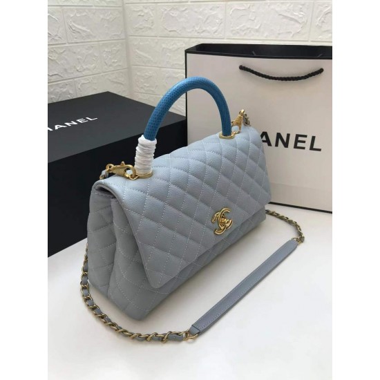 Chanel Large Flap Bag With Top Handle Light Grey For Women, Women’s Handbags, Shoulder And Crossbody Bags 11in/28cm A92991