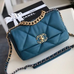 Chanel 19 Handbag Teal For Women, Women’s Bags, Shoulder And Crossbody Bags 10.2in/26cm AS1160