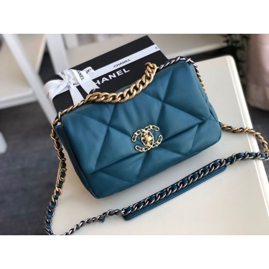 Chanel 19 Handbag Teal For Women, Women’s Bags, Shoulder And Crossbody Bags 10.2in/26cm AS1160