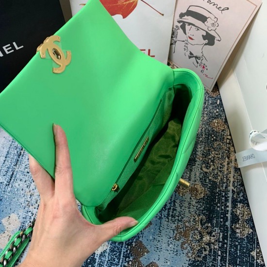 Chanel 19 Handbag 26cm Green For Women AS1160