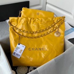 Chanel 22 Handbag Gold Hardware Shiny Yellow For Women, Women’s Handbags, Shoulder Bags 16.5in/38cm AS3261