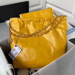 Chanel 22 Handbag Gold Hardware Shiny Yellow For Women, Women’s Handbags, Shoulder Bags 16.5in/38cm AS3261