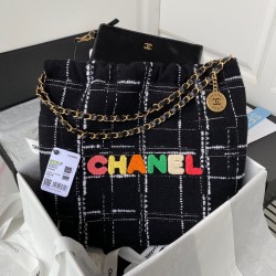 Chanel 22 Handbag Gold Hardware Black For Women, Women’s Handbags, Shoulder Bags 18.3in/47cm AS3262 B08553 NJ058