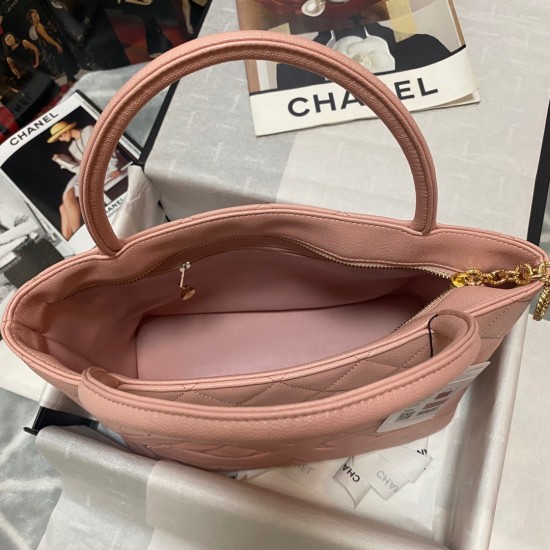 Chanel Medallion Tote Gold Hardware Caviar Pink For Women, Women’s Handbags, Shoulder Bags 15.6in/32cm 