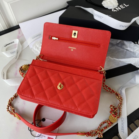 Chanel Small Flap Bag Gold Hardware Red For Women, Women’s Handbags, Shoulder Bags 7.5in/19cm AP2840