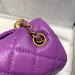 Chanel Flap Bag With CC Ball On Strap Purple For Women, Women’s Handbags, Shoulder And Crossbody Bags 7.8in/20cm AS1787