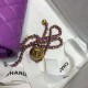 Chanel Flap Bag With CC Ball On Strap Purple For Women, Women’s Handbags, Shoulder And Crossbody Bags 7.8in/20cm AS1787