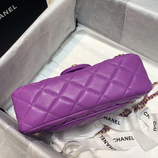 Chanel Flap Bag With CC Ball On Strap Purple For Women, Women’s Handbags, Shoulder And Crossbody Bags 7.8in/20cm AS1787