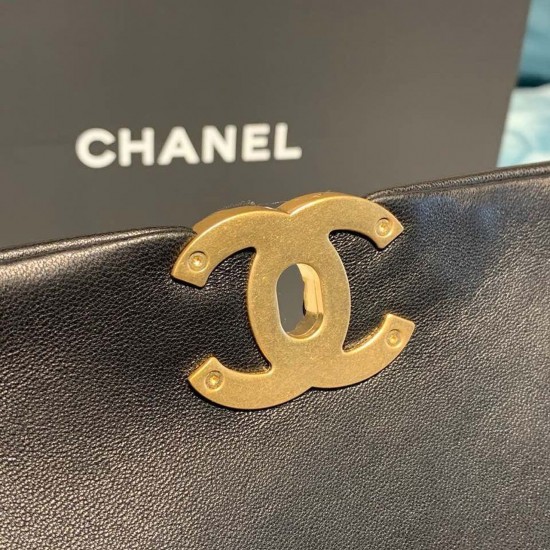 Chanel 19 Flap Bag 30cm Goatskin Leather Spring/Summer Act 1 Collection, Black