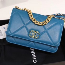 Chanel 19 WOC Flap Bag 20cm Goatskin Leather Spring/Summer Act 1 Collection, Blue