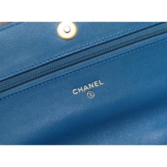 Chanel 19 WOC Flap Bag 20cm Goatskin Leather Spring/Summer Act 1 Collection, Blue