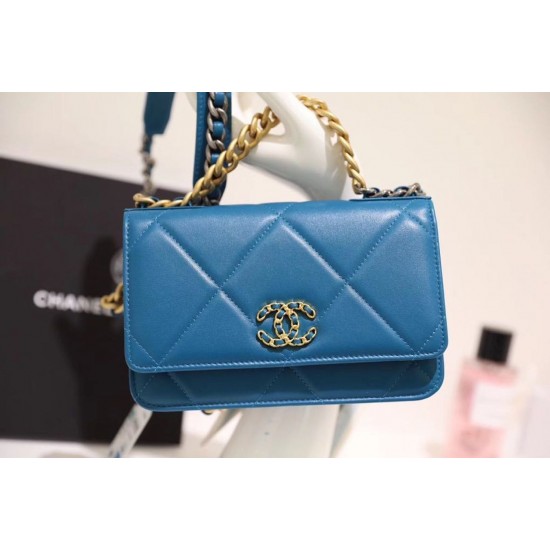 Chanel 19 WOC Flap Bag 20cm Goatskin Leather Spring/Summer Act 1 Collection, Blue