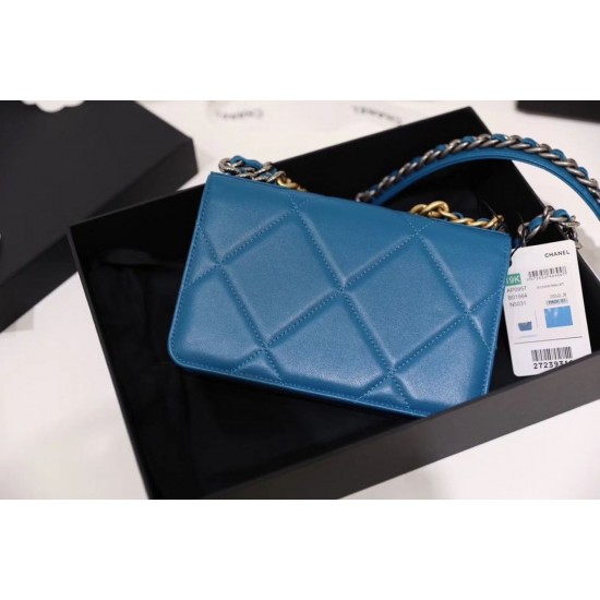 Chanel 19 WOC Flap Bag 20cm Goatskin Leather Spring/Summer Act 1 Collection, Blue