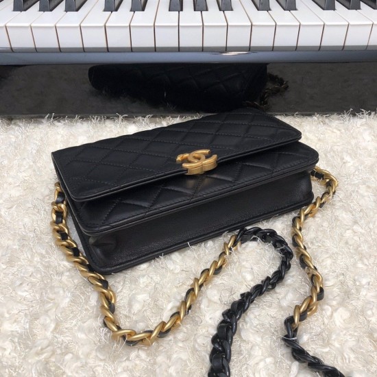 Chanel Original Small Classic Flap Bag Gold Hardware Black For Women, Women’s Handbags, Shoulder Bags 7.5in/19cm AP33814