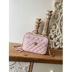 Chanel  Small Vanity Case Gold Hardware Light Pink For Women, Women’s Handbags, Shoulder Bags 5.9in/15cm AS3228 