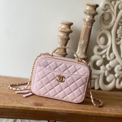 Chanel  Small Vanity Case Gold Hardware Light Pink For Women, Women’s Handbags, Shoulder Bags 5.9in/15cm AS3228 