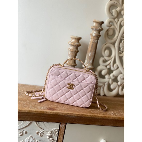 Chanel  Small Vanity Case Gold Hardware Light Pink For Women, Women’s Handbags, Shoulder Bags 5.9in/15cm AS3228 