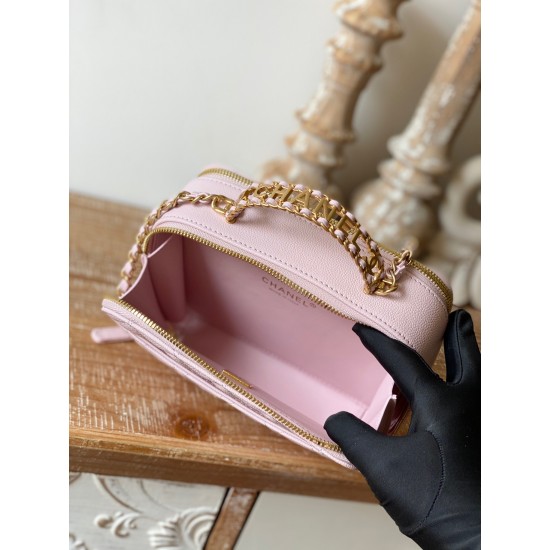 Chanel  Small Vanity Case Gold Hardware Light Pink For Women, Women’s Handbags, Shoulder Bags 5.9in/15cm AS3228 