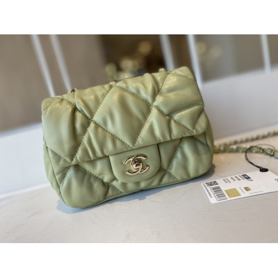 Chanel Small Flap Bag Gold Hardware Green For Women, Women’s Handbags, Shoulder Bags 7.5in/19cm AS2232