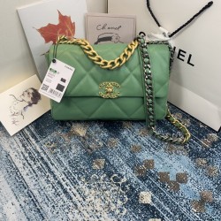 Chanel 19 Flap Bag Gold Hardware Green For Women, Women’s Handbags, Shoulder Bags 10.2in/26cm AS1160