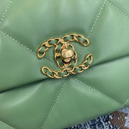 Chanel 19 Flap Bag Gold Hardware Green For Women, Women’s Handbags, Shoulder Bags 10.2in/26cm AS1160