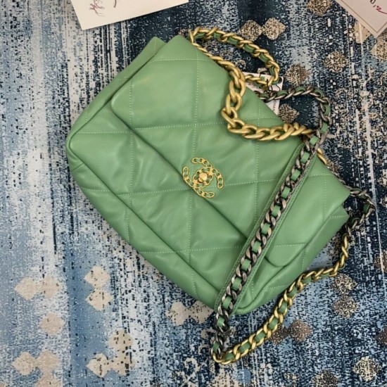 Chanel 19 Flap Bag Gold Hardware Green For Women, Women’s Handbags, Shoulder Bags 10.2in/26cm AS1160