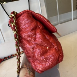 Chanel 19 Flap Bag Gold Hardware Red For Women, Women’s Handbags, Shoulder Bags 10.2in/26cm AS1160 