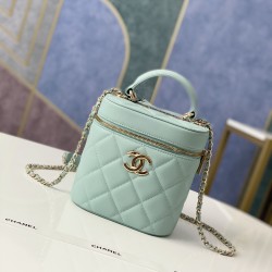 Chanel Vanity Case Gold Hardware Light Green For Women, Women’s Handbags, Shoulder Bags 9.4in/24cm 