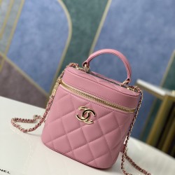 Chanel Vanity Case Gold Hardware Pink For Women, Women’s Handbags, Shoulder Bags 9.4in/24cm