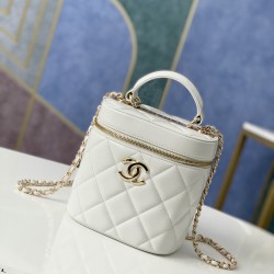 Chanel Vanity Case Gold Hardware White For Women, Women’s Handbags, Shoulder Bags 9.4in/24cm 