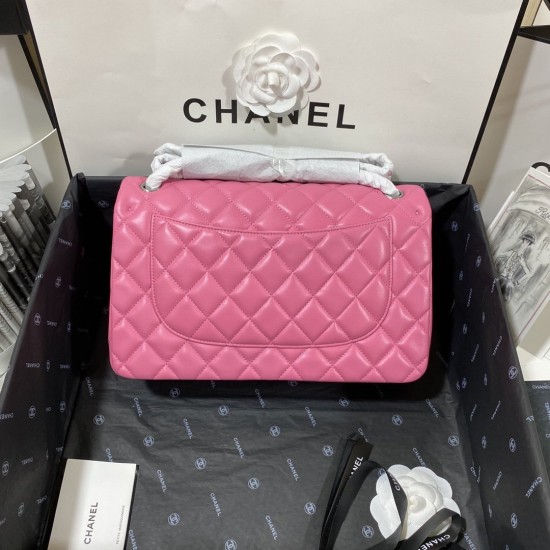 Chanel Large Classic Handbag Silver Hardware Pink For Women, Women’s Handbags, Shoulder Bags 11.8in/30cm