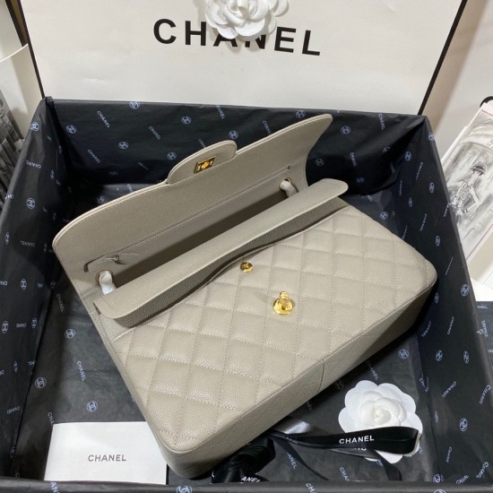 Chanel Large Classic Handbag Gold Hardware Grey For Women, Women’s Handbags, Shoulder Bags 11.8in/30cm