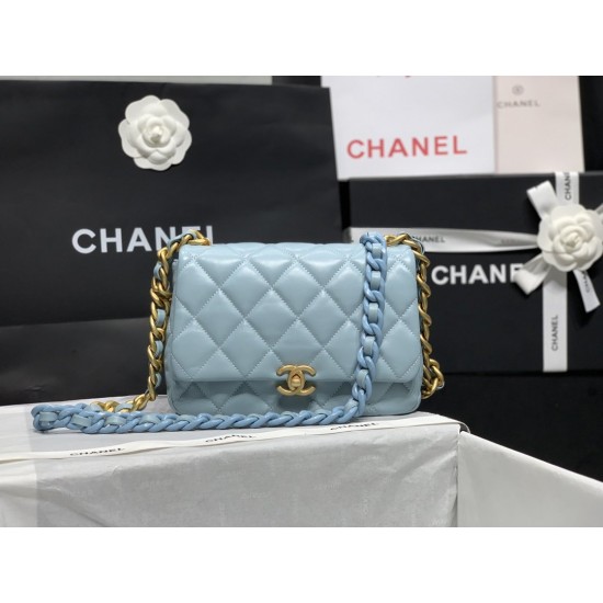 Chanel Small Flap Bag Gold-Tone Metal Blue Bag For Women 16cm/6.2in