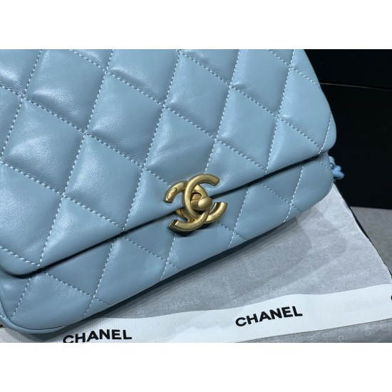 Chanel Small Flap Bag Gold-Tone Metal Blue Bag For Women 16cm/6.2in